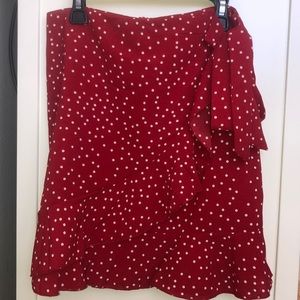 Ruffle Wrap Tie Knot Polka Dot Mini Skirt
